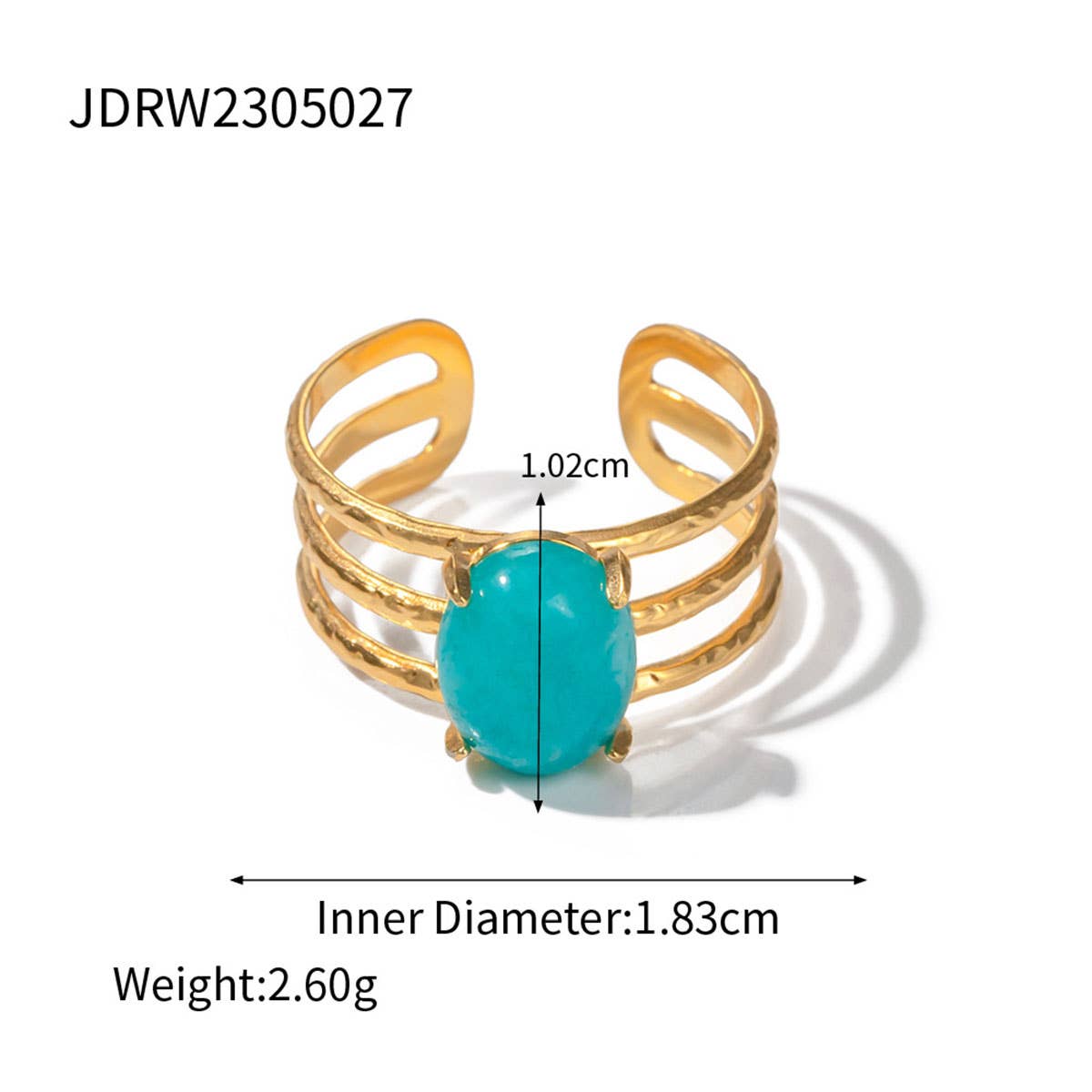 STAINLESS STEEL NATURAL STONE RINGS_TURQUOISE_CWAJE0615: TYPE2 / (OS) 3