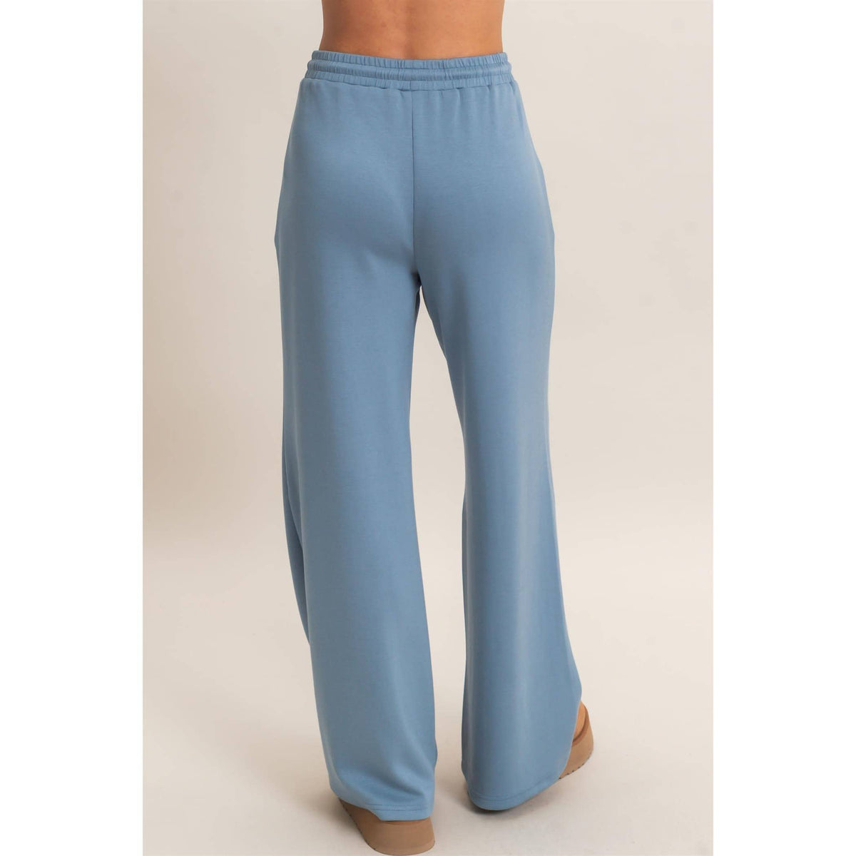 Drawstring Waist Pintuck Wide Leg Pants: HEATHER GRAY / S-M-L(2-2-2)