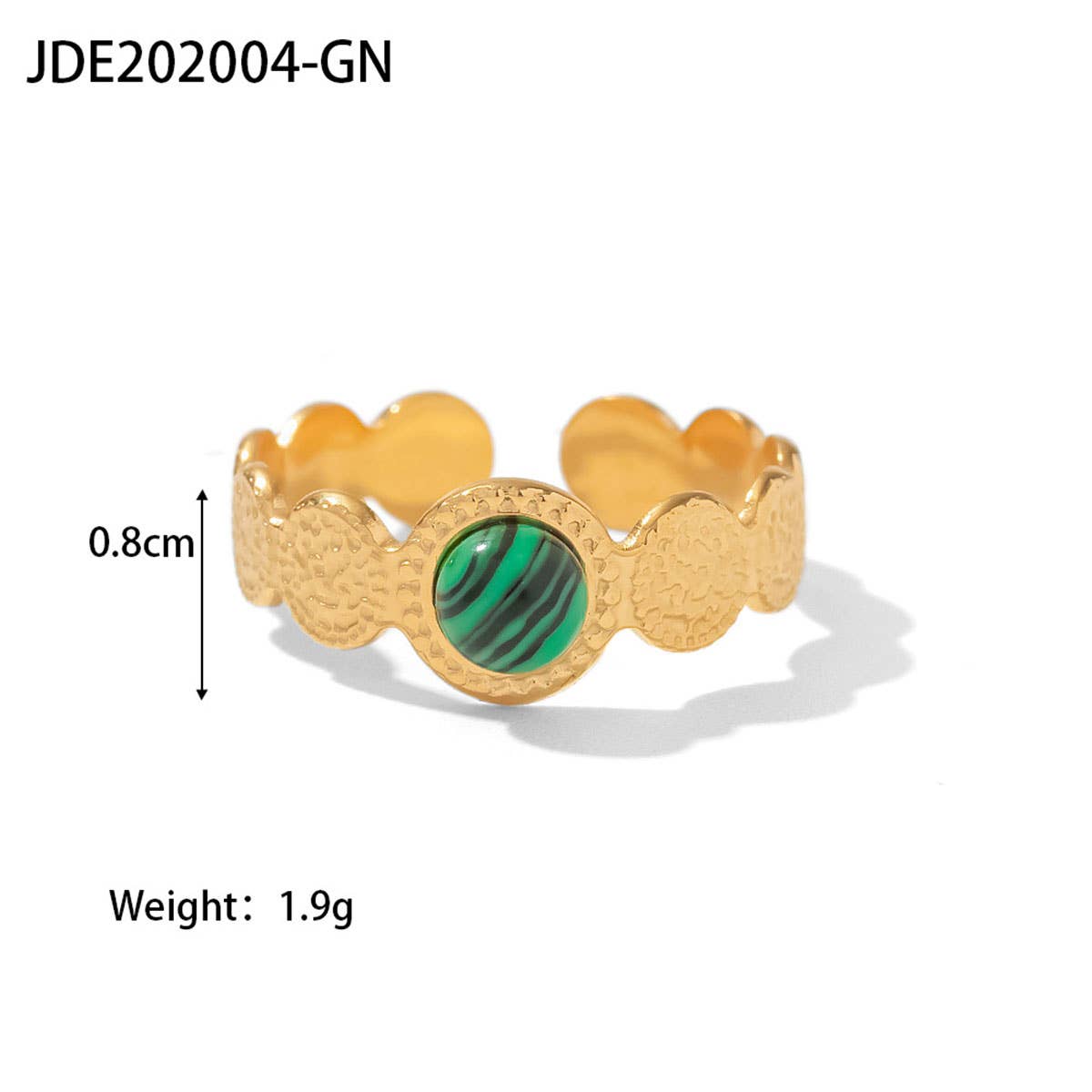 GOLD STAINLESS STEEL INLAID NATURAL STONE RINGS_CWAJE0611: TYPE1 / (OS) 3