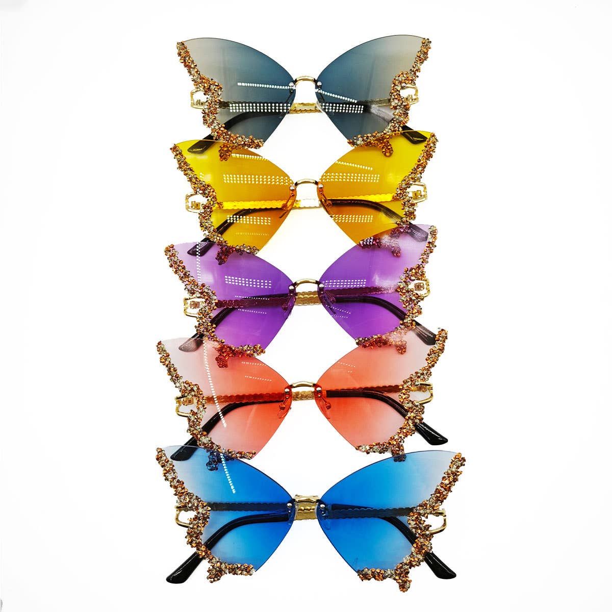 VINTAGE RHINESTONE BUTTERFLY SUNGLASSES_CWASG0205: Blue / (OS) 2