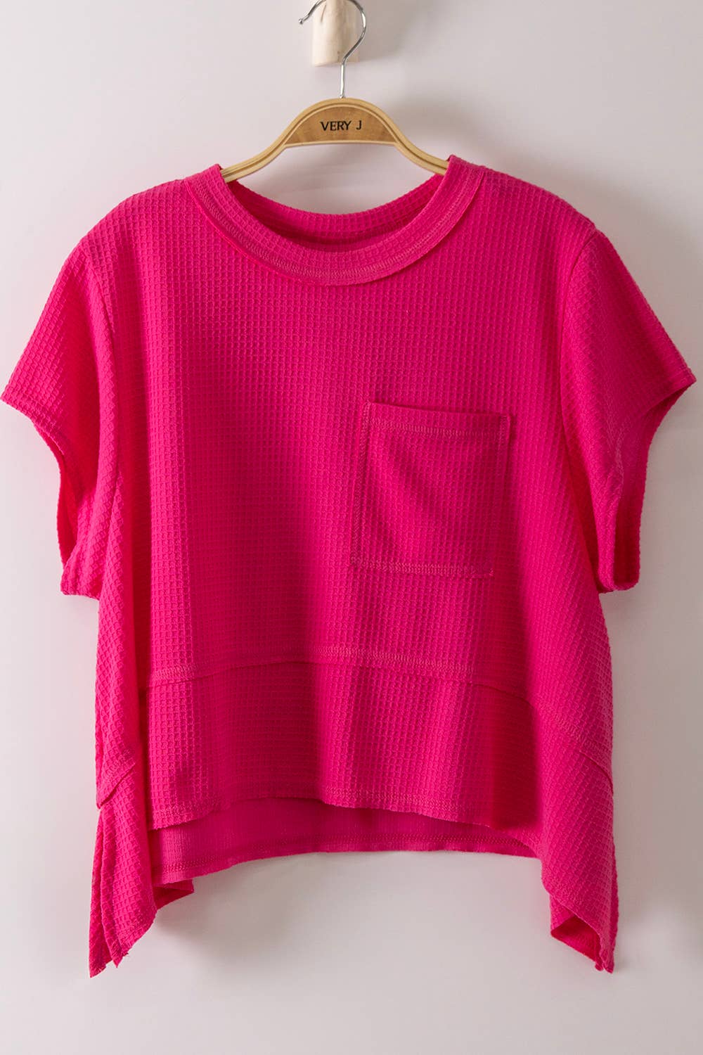 NT12641-Flared Hem Waffle Knit Casual Top: SEAFOAM / S-M-L/2-2-2