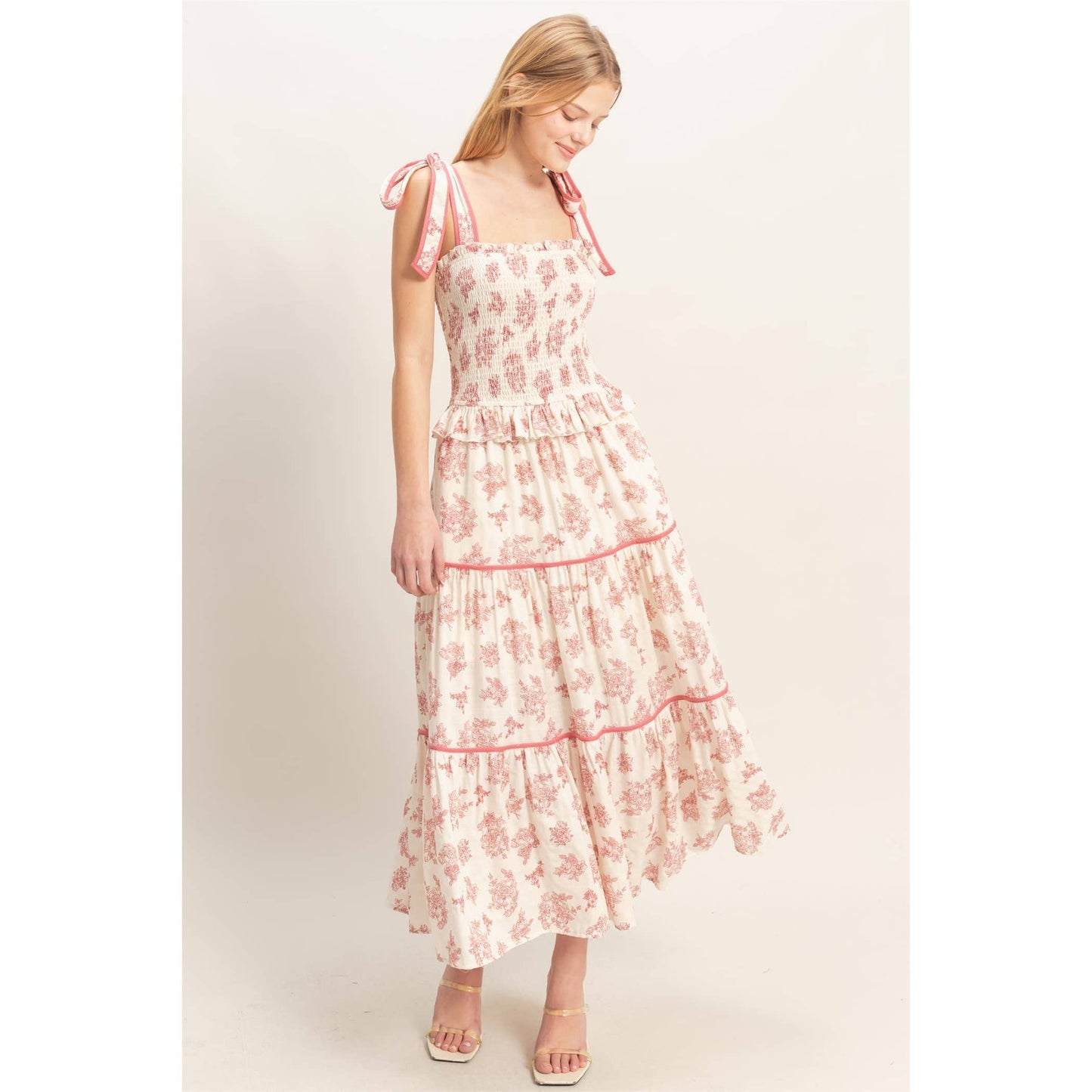 Floral Tiered Sundress: BLACK / S-M-L(2-2-2)