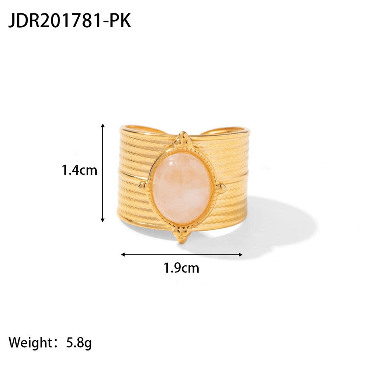 GOLD STAINLESS STEEL INLAID NATURAL STONE RINGS_CWAJE0611: TYPE1 / (OS) 3