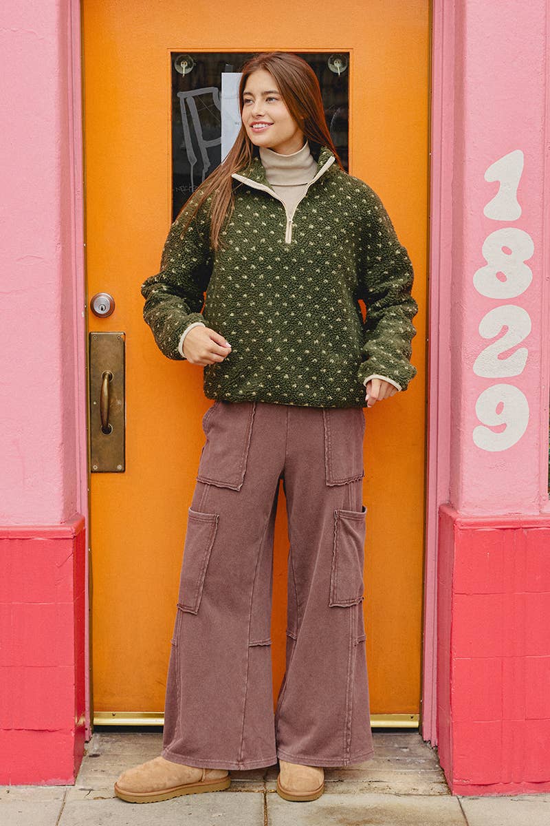Mineral Wash Cargo Pocket Pants: NAVY / S-M-L(2-2-2)
