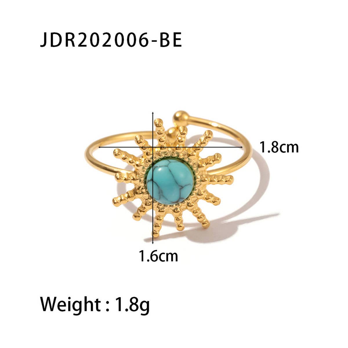 GOLD STAINLESS STEEL INLAID NATURAL STONE RINGS_CWAJE0611: TYPE1 / (OS) 3