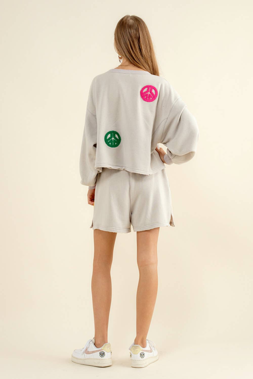 32787SET - Pullover Top with Matching Shorts Set: AQUA / L