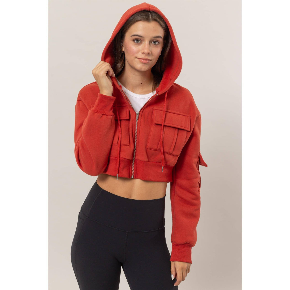Fleece French Terry Cropped Jacket: H.GRAY / S-M-L(2-2-2)