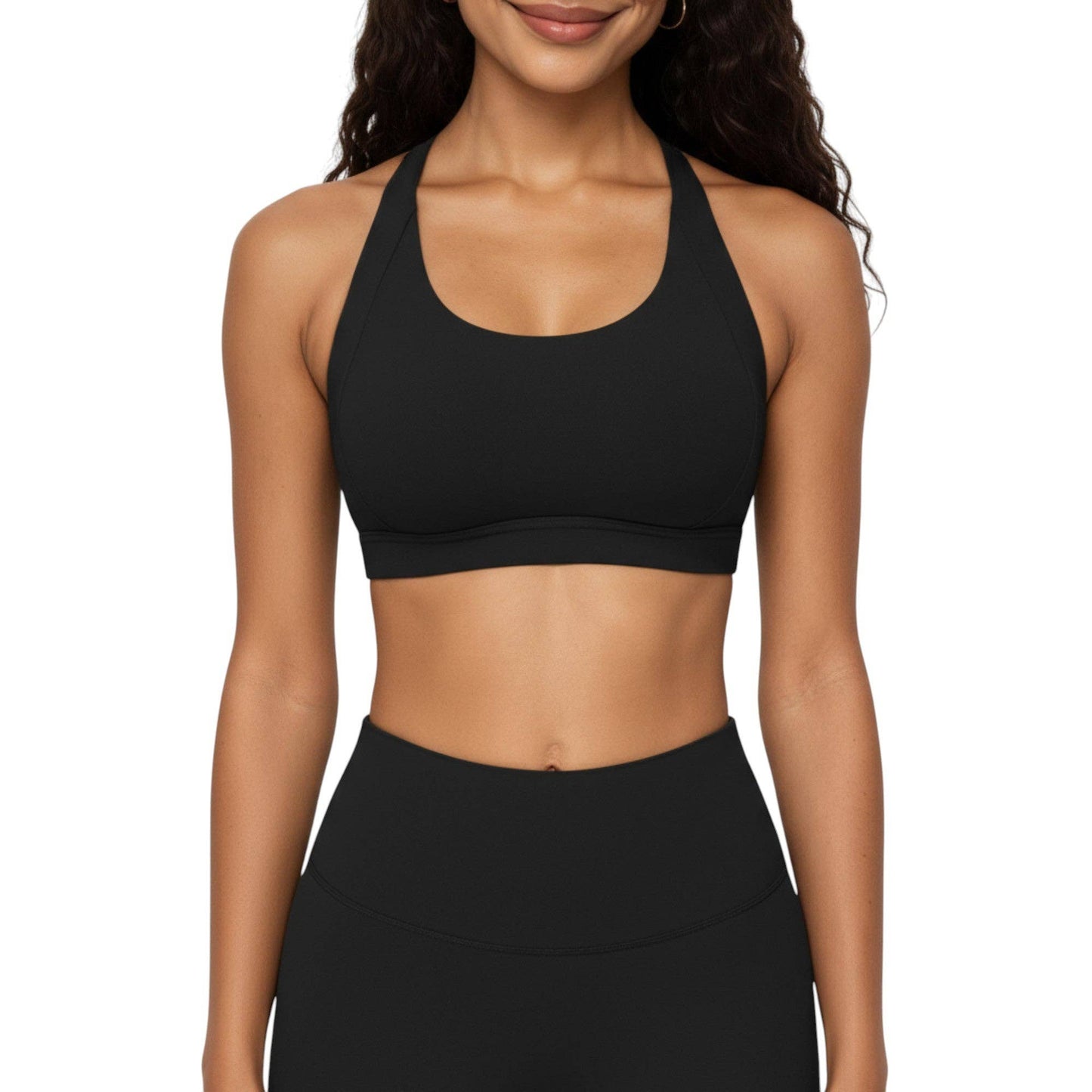 Scoop Neck Racerback Sports Bra with Smooth Stretch Fabric a: Blue / Small 4-6