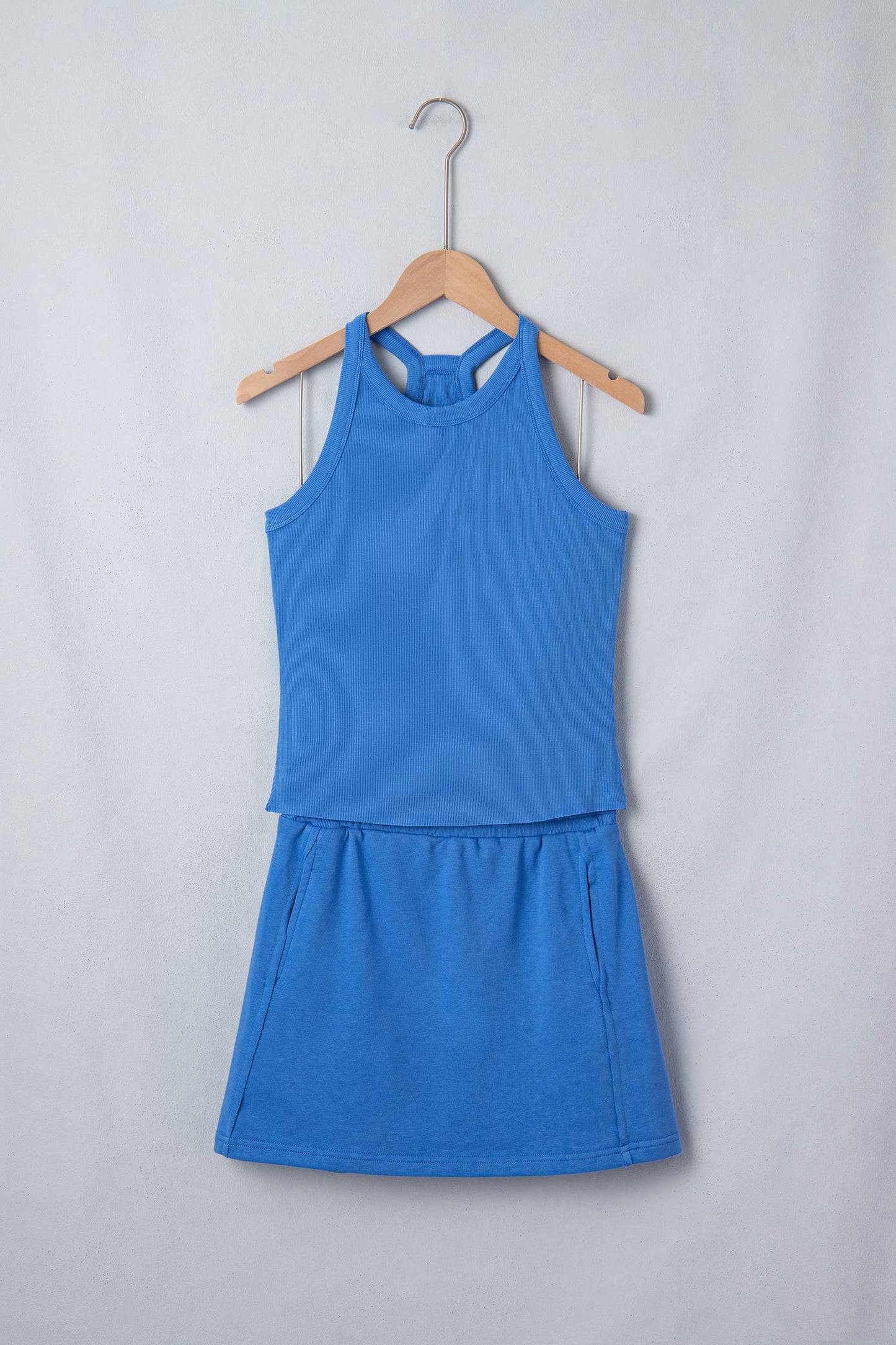 LAS Slim Tank Top Mini Skort 2pcs Outfit (S-XL): Sky Blue / Missy / L