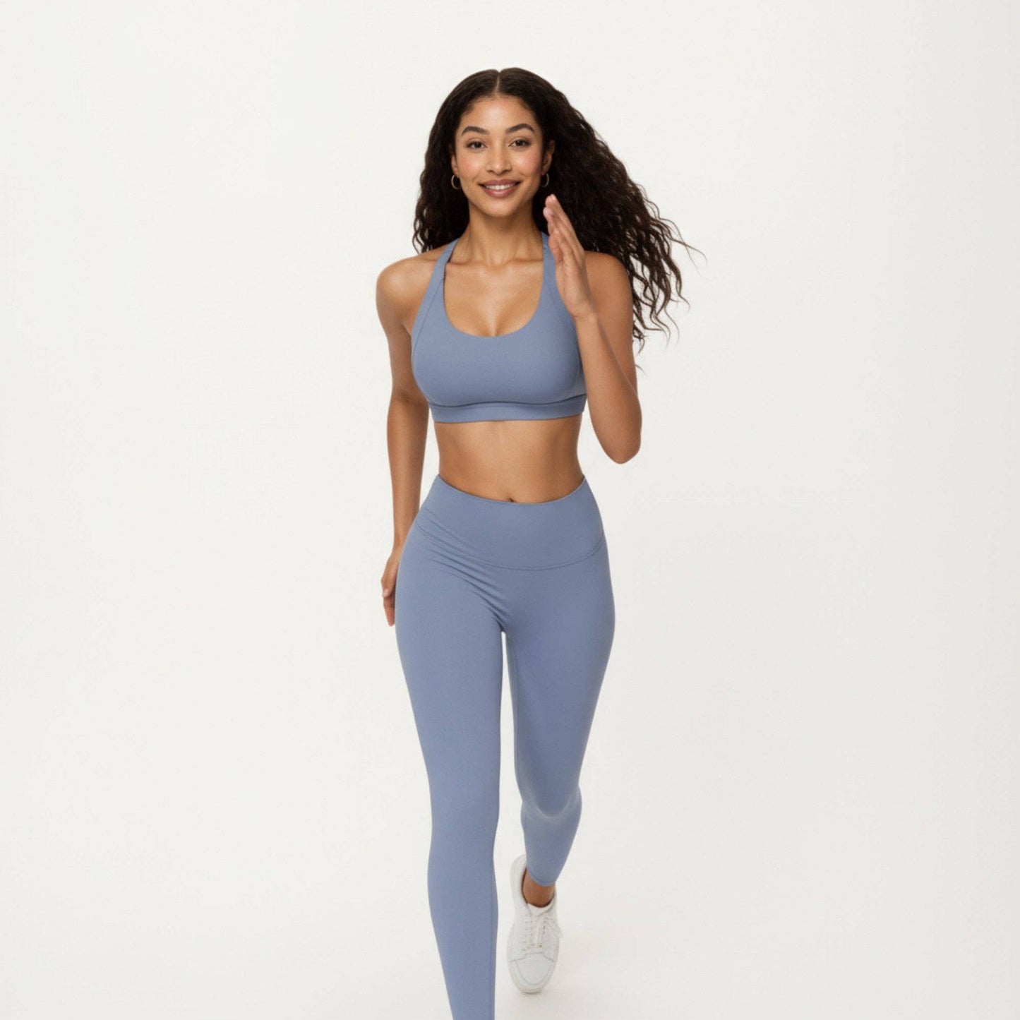Scoop Neck Racerback Sports Bra with Smooth Stretch Fabric a: Blue / Medium 8-10