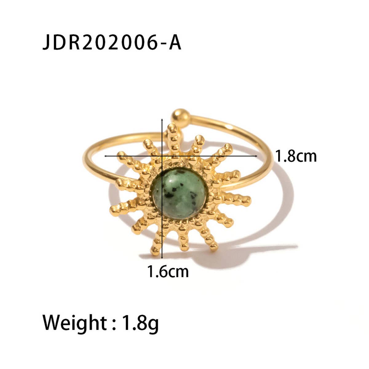 GOLD STAINLESS STEEL INLAID NATURAL STONE RINGS_CWAJE0611: TYPE1 / (OS) 3