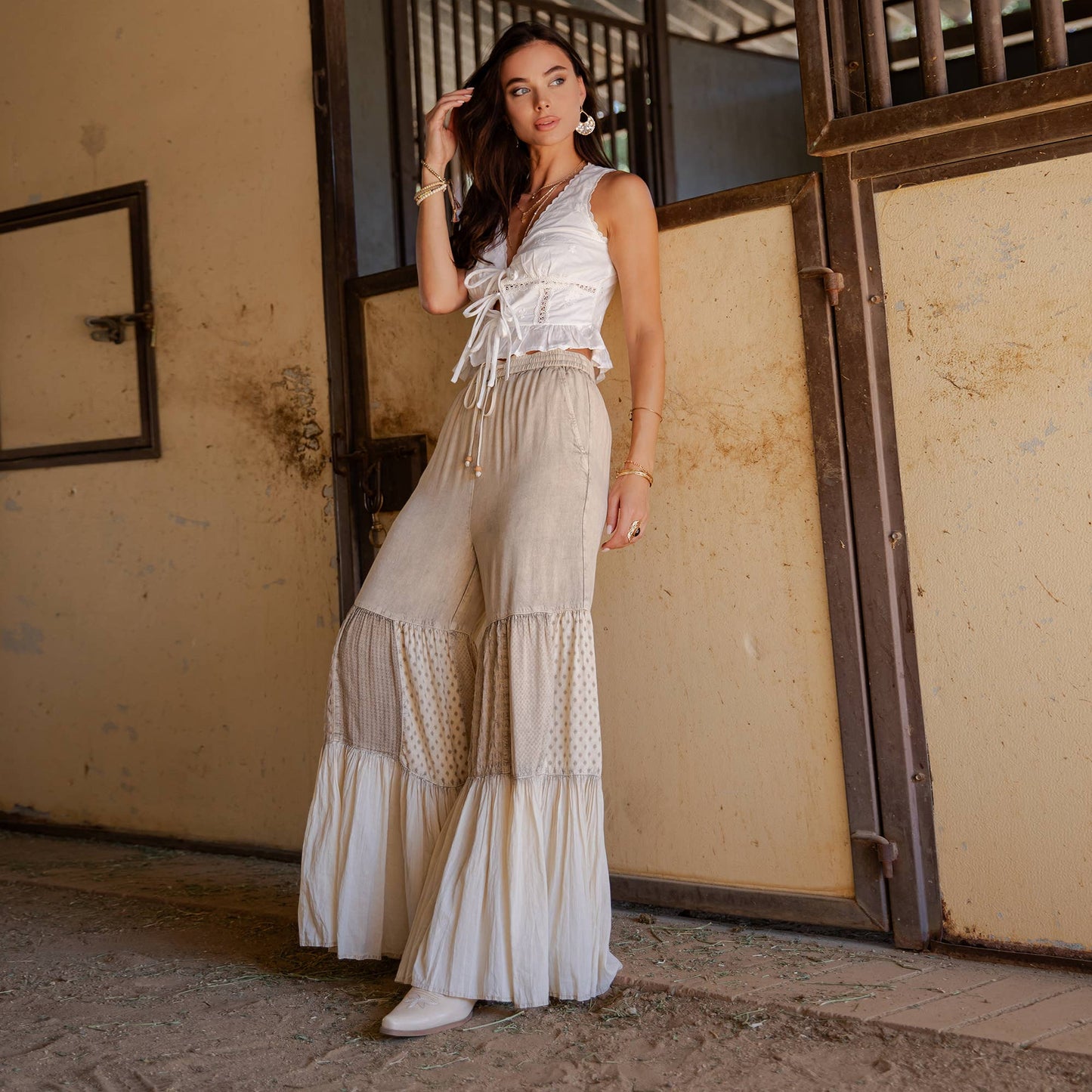 Runway-Ready Knit & Woven Pants with Prints & Relaxed Drape: Chambray / REGULAR (S-M-L-XL 1-2-2-1)
