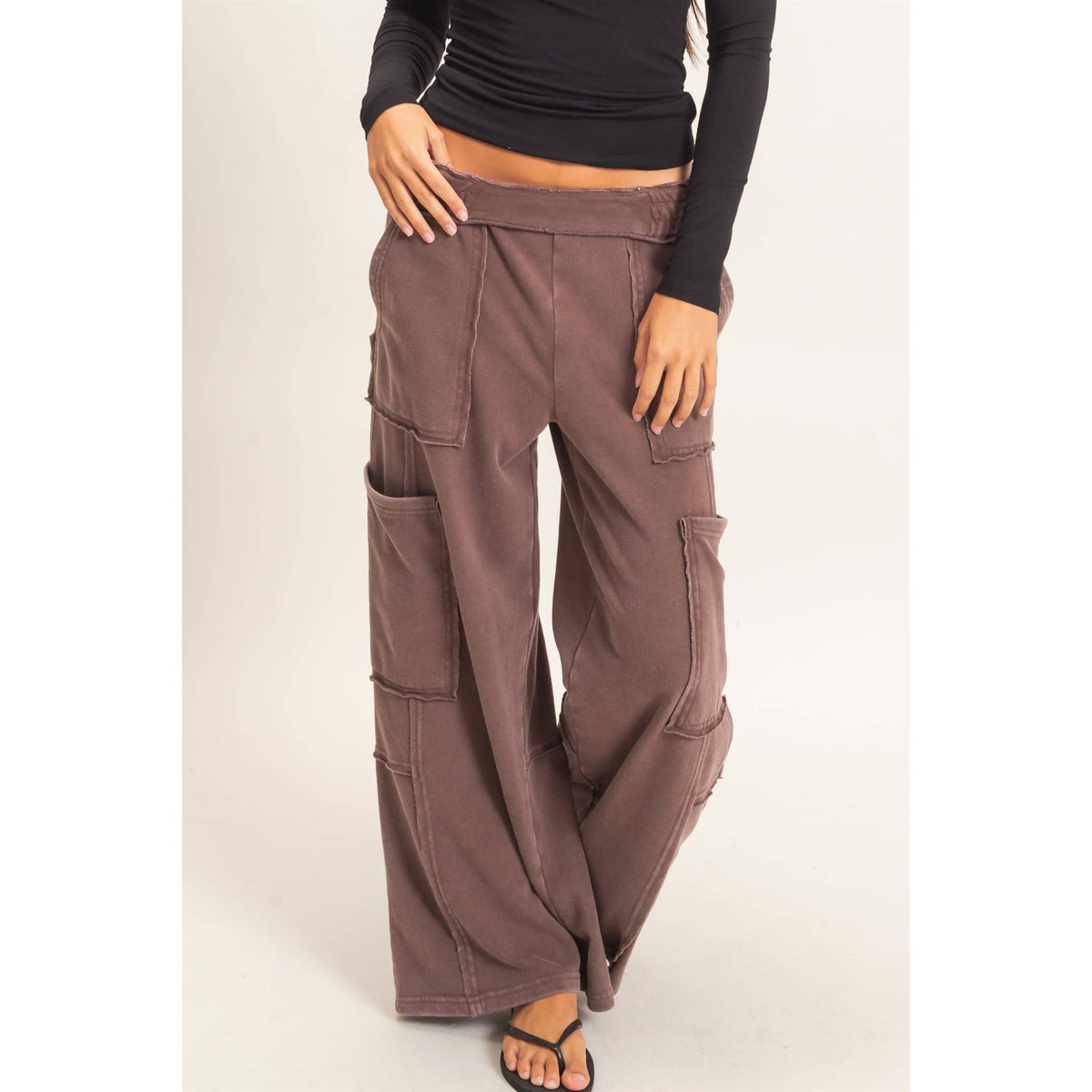 Mineral Wash Cargo Pocket Pants: NAVY / S-M-L(2-2-2)