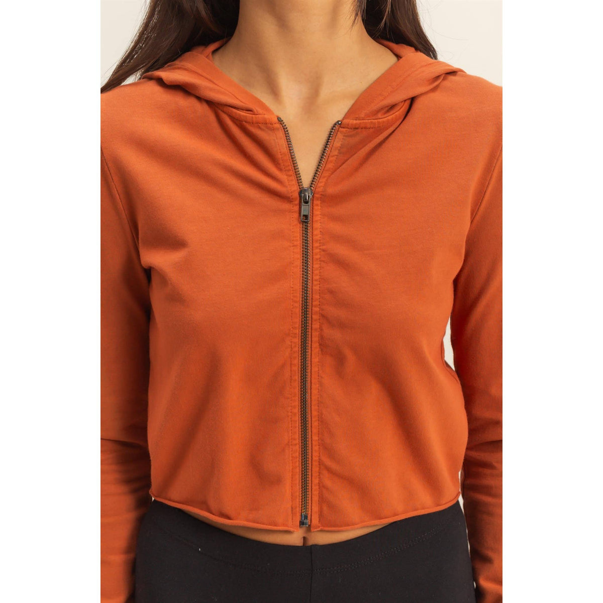 Zip Up Cropped Hoodie: CREAM / S-M-L(2-2-2)