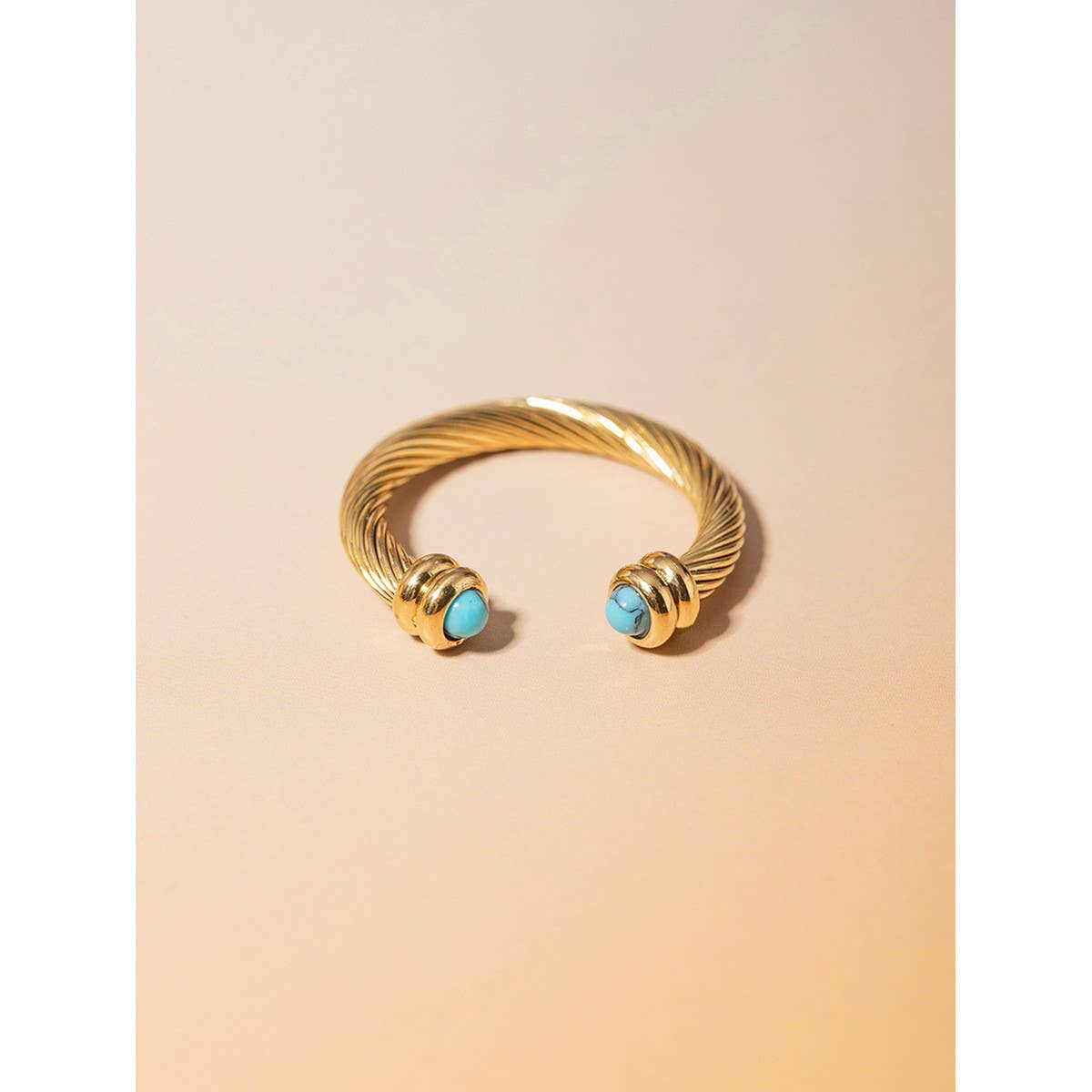IRREGULAR OPEN TIGER EYE STONE BEAD RING_CWAJE1793: GOLD1 / (OS) 2