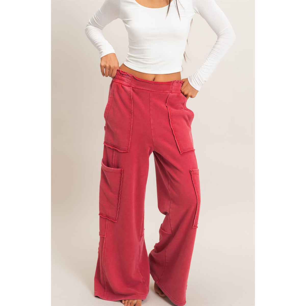 Mineral Wash Cargo Pocket Pants: NAVY / S-M-L(2-2-2)