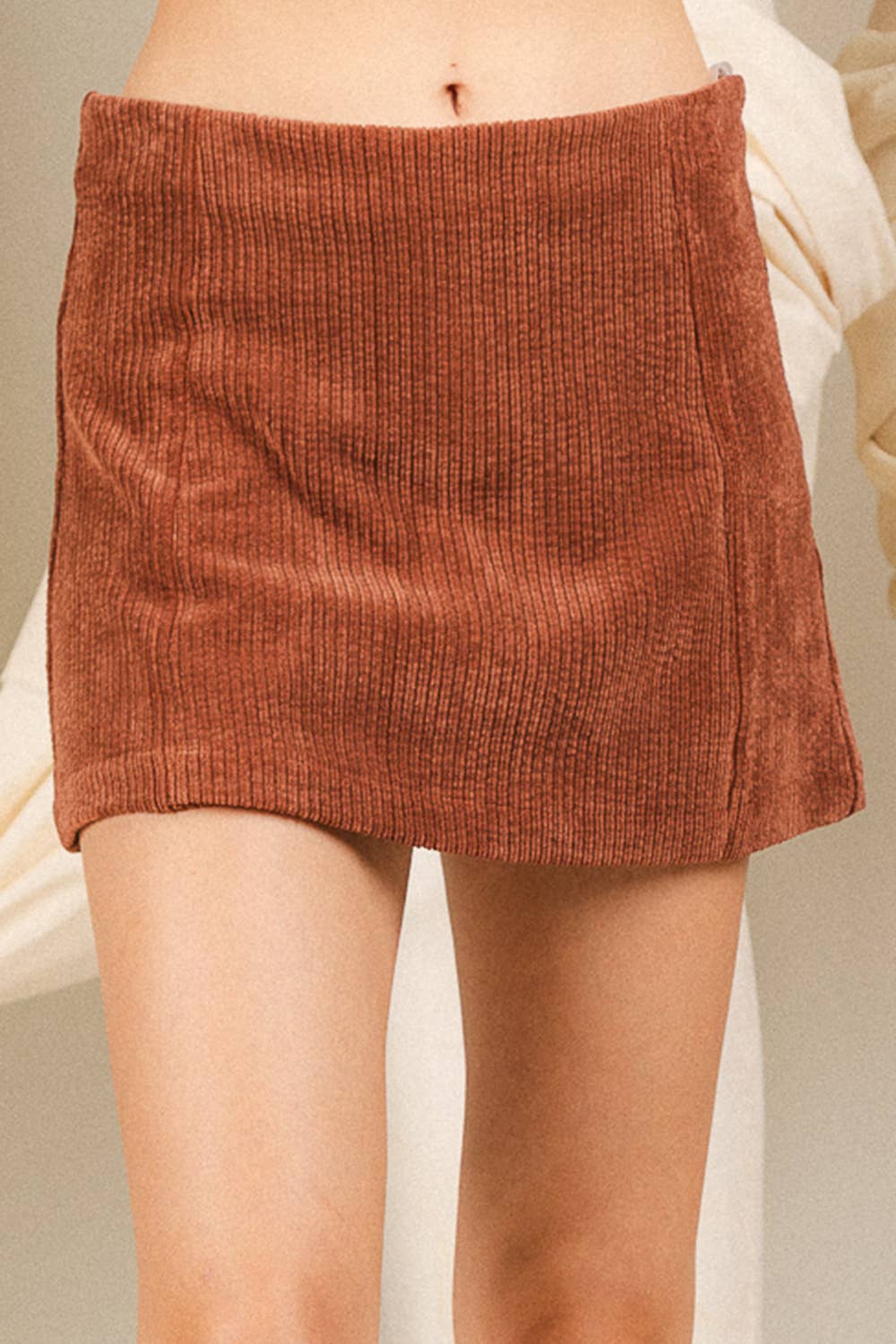 LP81303-Low waist corduroy skort: PLUM / S-M-L/2-2-2