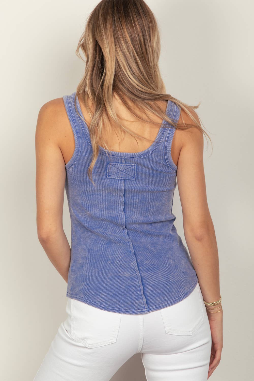 NT11500-Y2K Washed Casual Fitted Tank Top: Beige / S-M-L/2-2-2