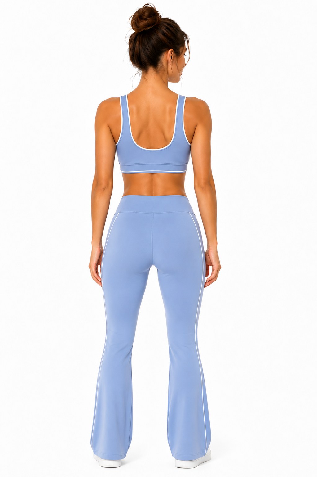 Activewear 3pcs set w/sports bra and jacket and flare pants: Black