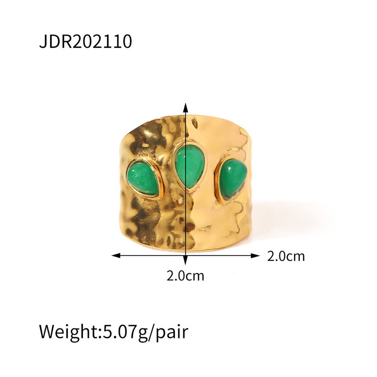 GOLD STAINLESS STEEL INLAID NATURAL STONE RINGS_CWAJE0611: TYPE1 / (OS) 3