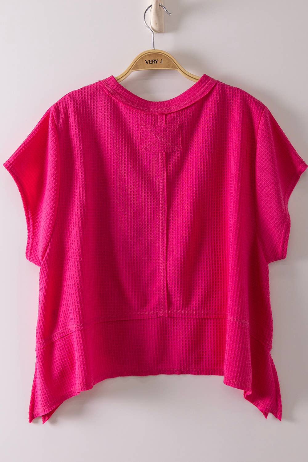 NT12641-Flared Hem Waffle Knit Casual Top: SEAFOAM / S-M-L/2-2-2