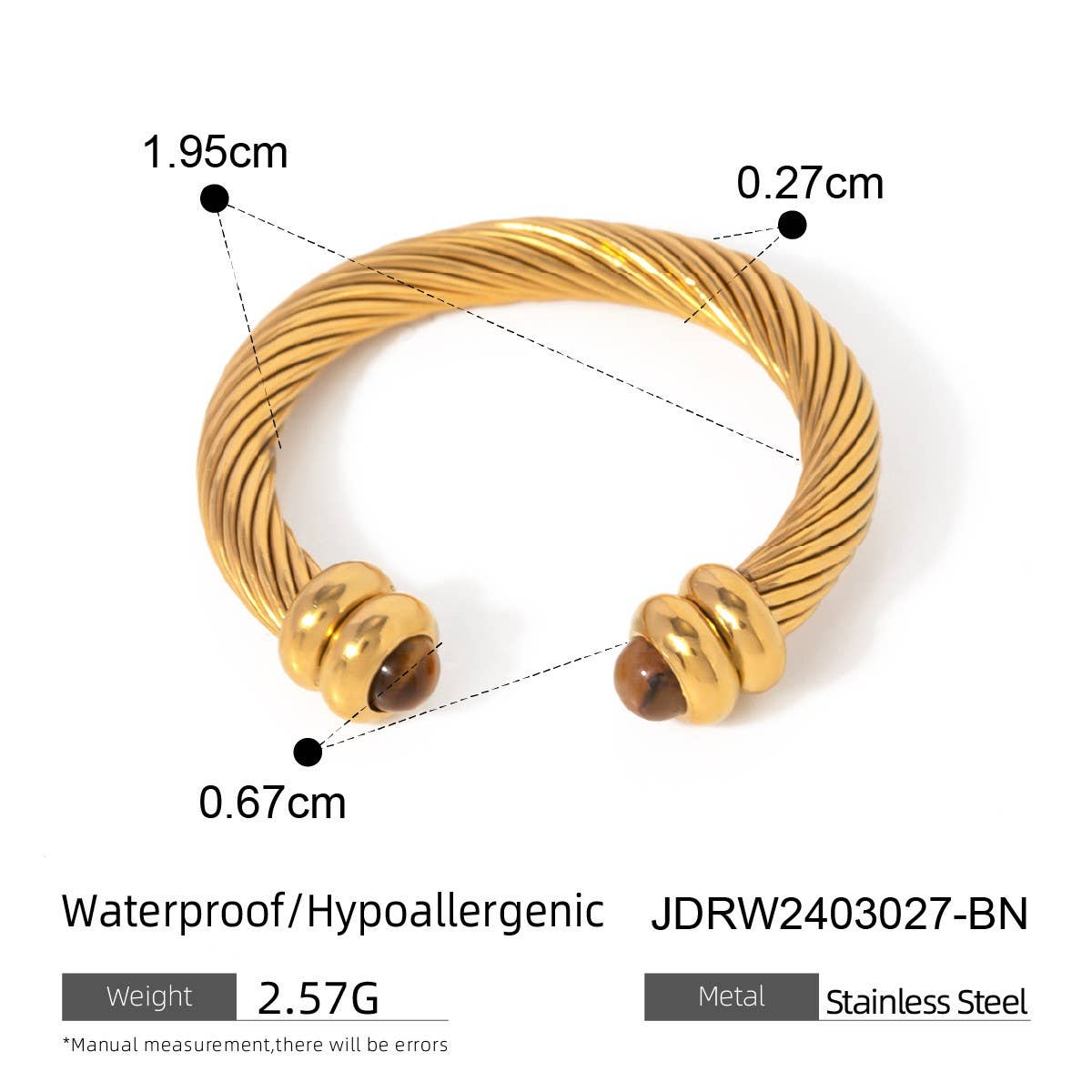 IRREGULAR OPEN TIGER EYE STONE BEAD RING_CWAJE1793: GOLD1 / (OS) 2
