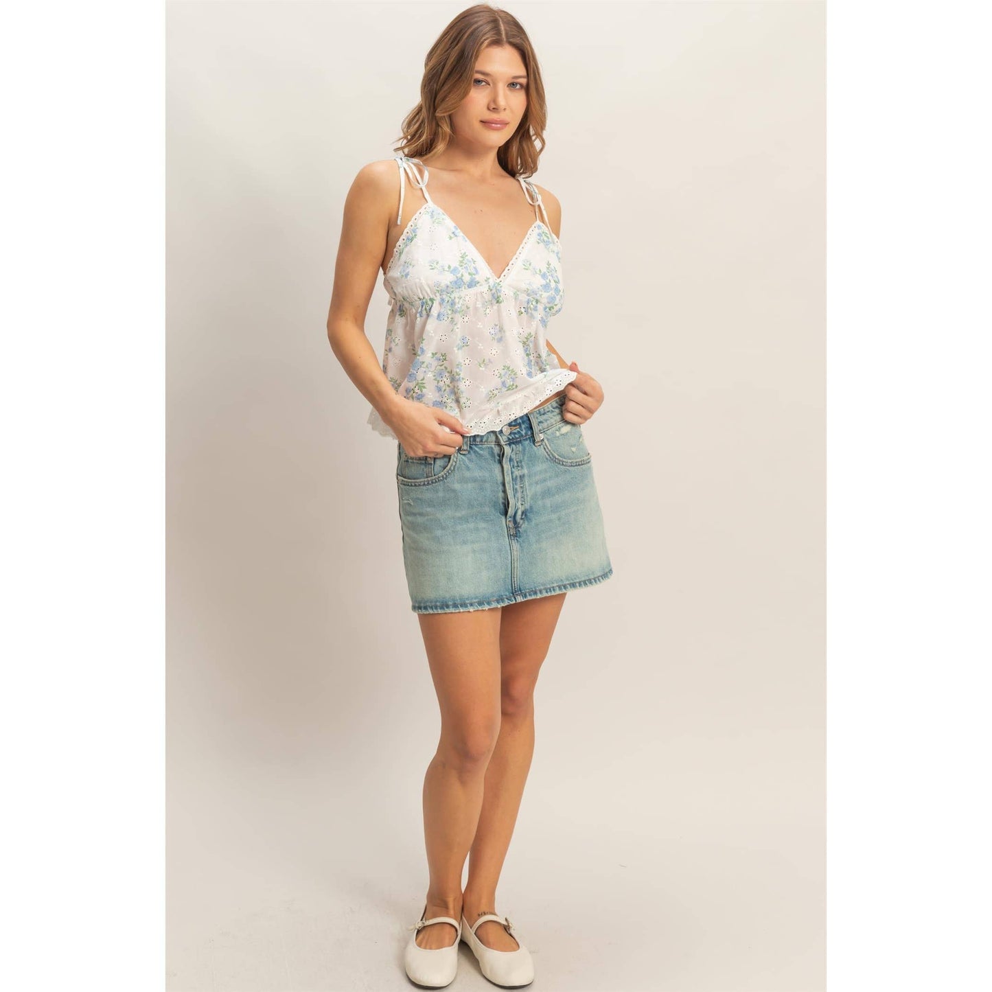 Floral Lace Trim Camisole: YELLOW / S-M-L(2-2-2)