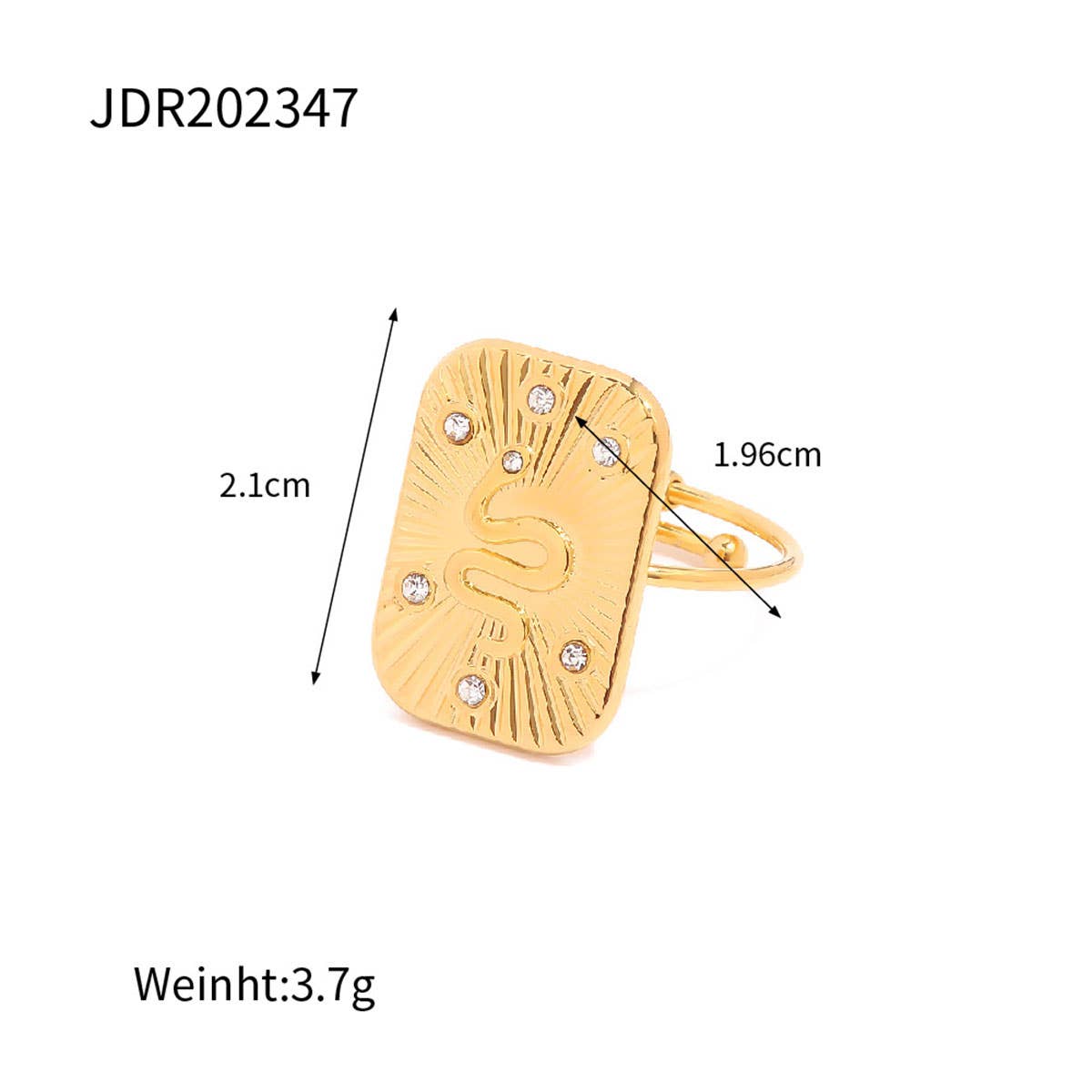 STAINLESS STEEL SNAKE NATURAL STONE RINGS_CWAJE0628: TYPE6 / (OS) 3