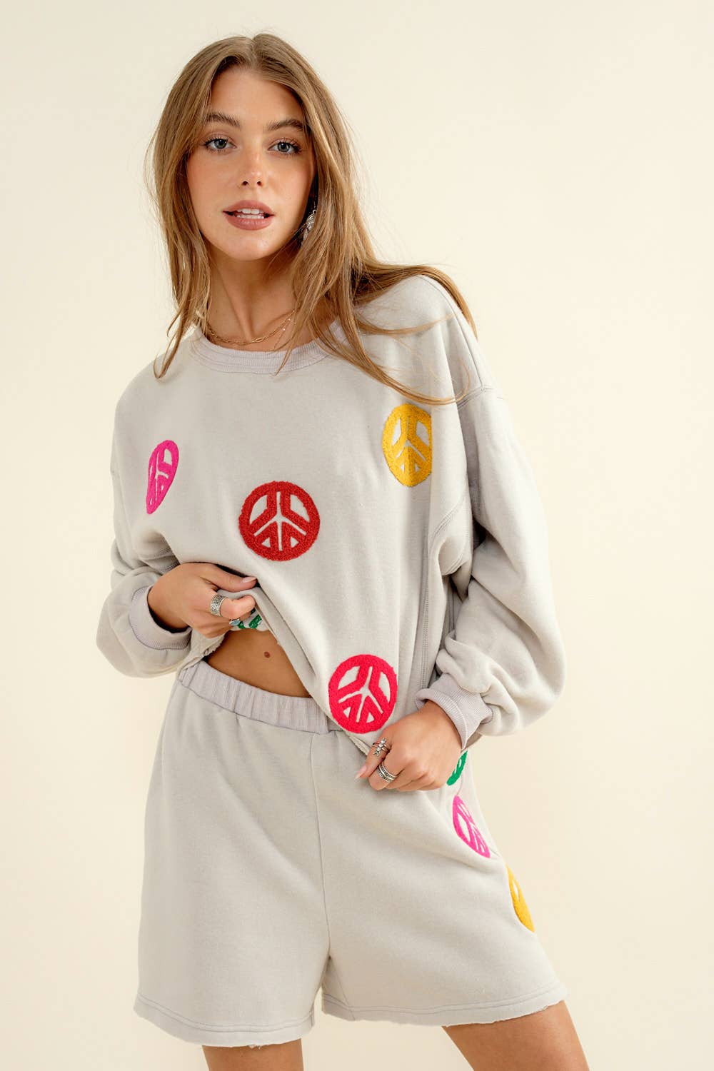 32787SET - Pullover Top with Matching Shorts Set: AQUA / L