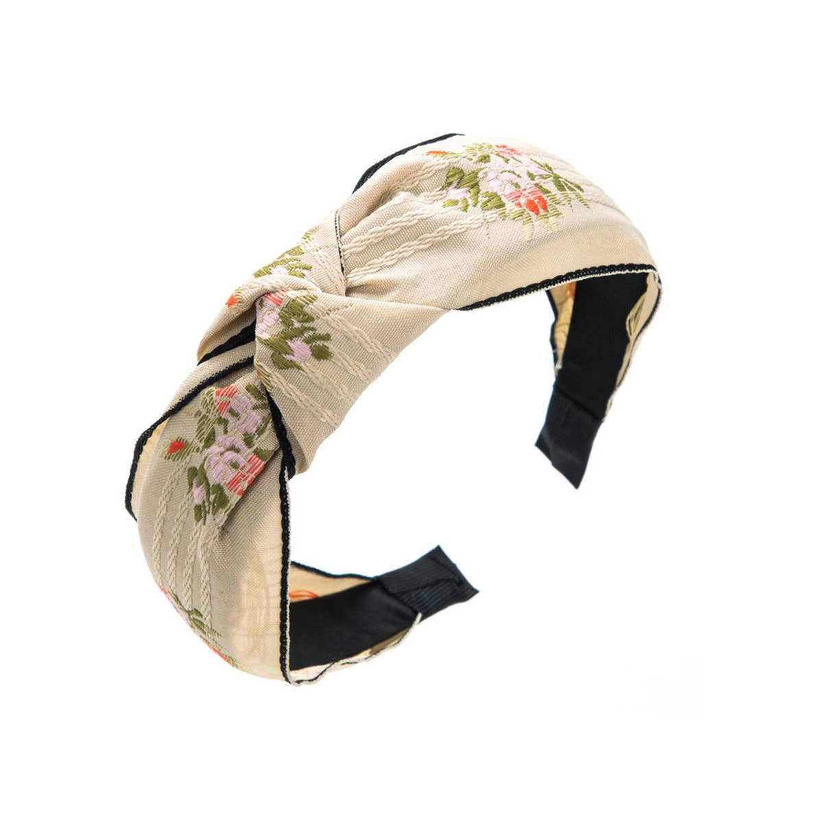 WOMEN NEW CROSS EMBROIDERY HEADBAND_CWAHA1972: Beige / (OS) 2