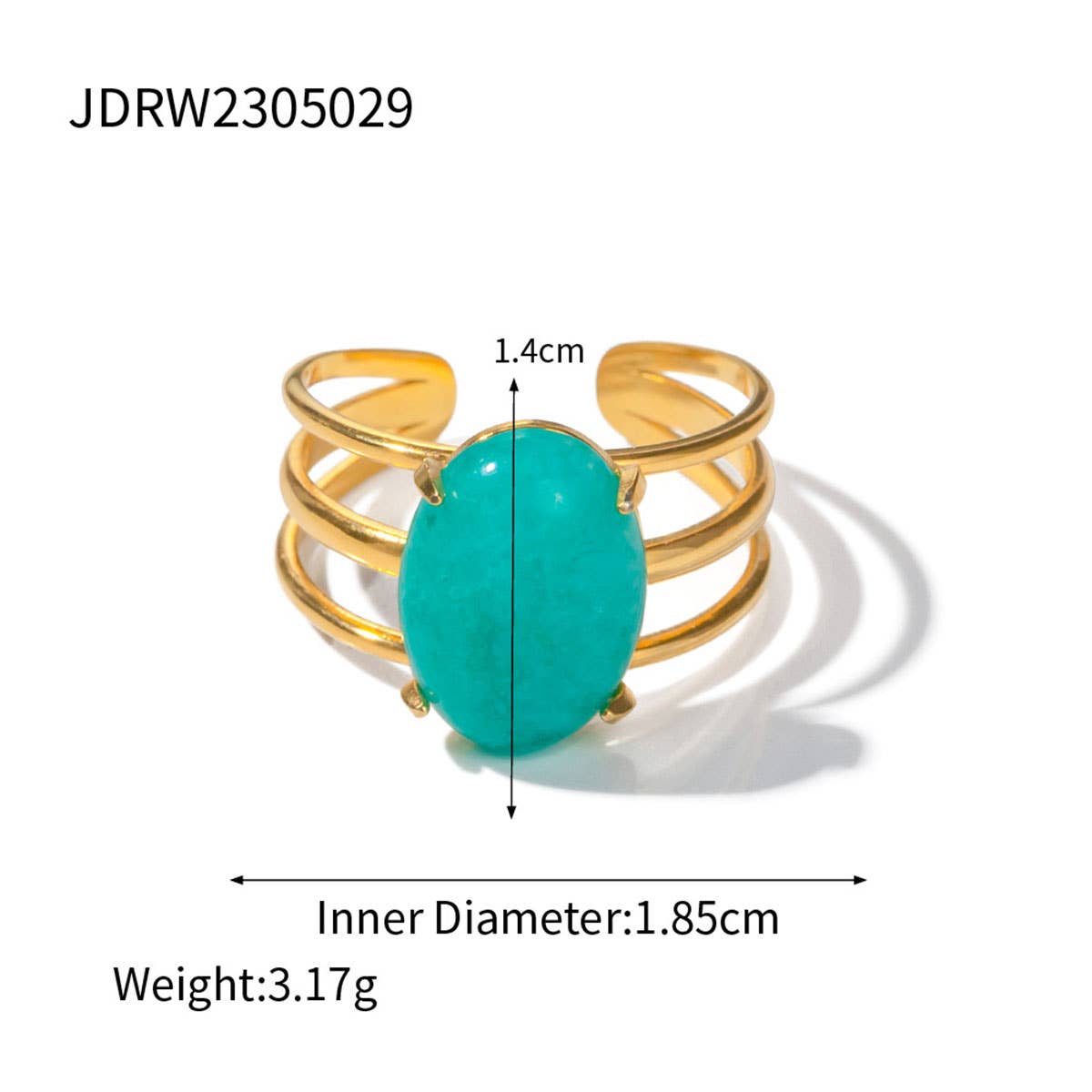 STAINLESS STEEL NATURAL STONE RINGS_TURQUOISE_CWAJE0615: TYPE2 / (OS) 3