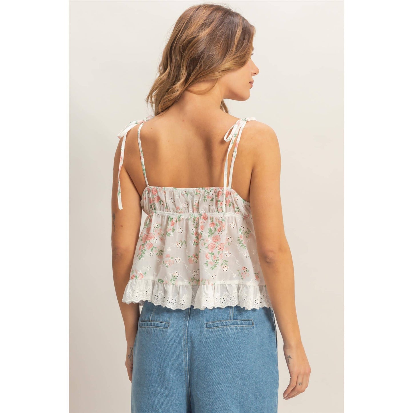 Floral Lace Trim Camisole: YELLOW / S-M-L(2-2-2)