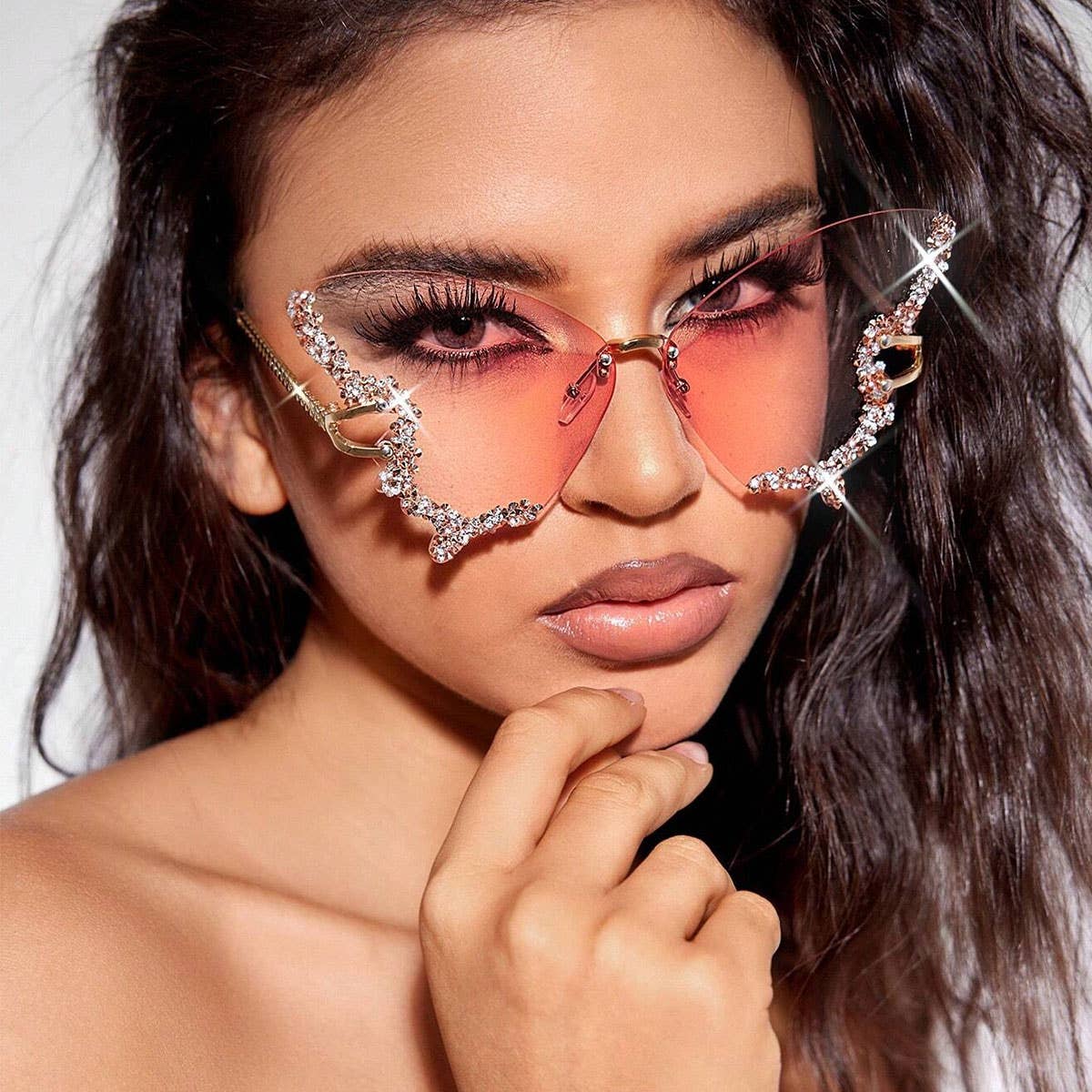 VINTAGE RHINESTONE BUTTERFLY SUNGLASSES_CWASG0205: Blue / (OS) 2