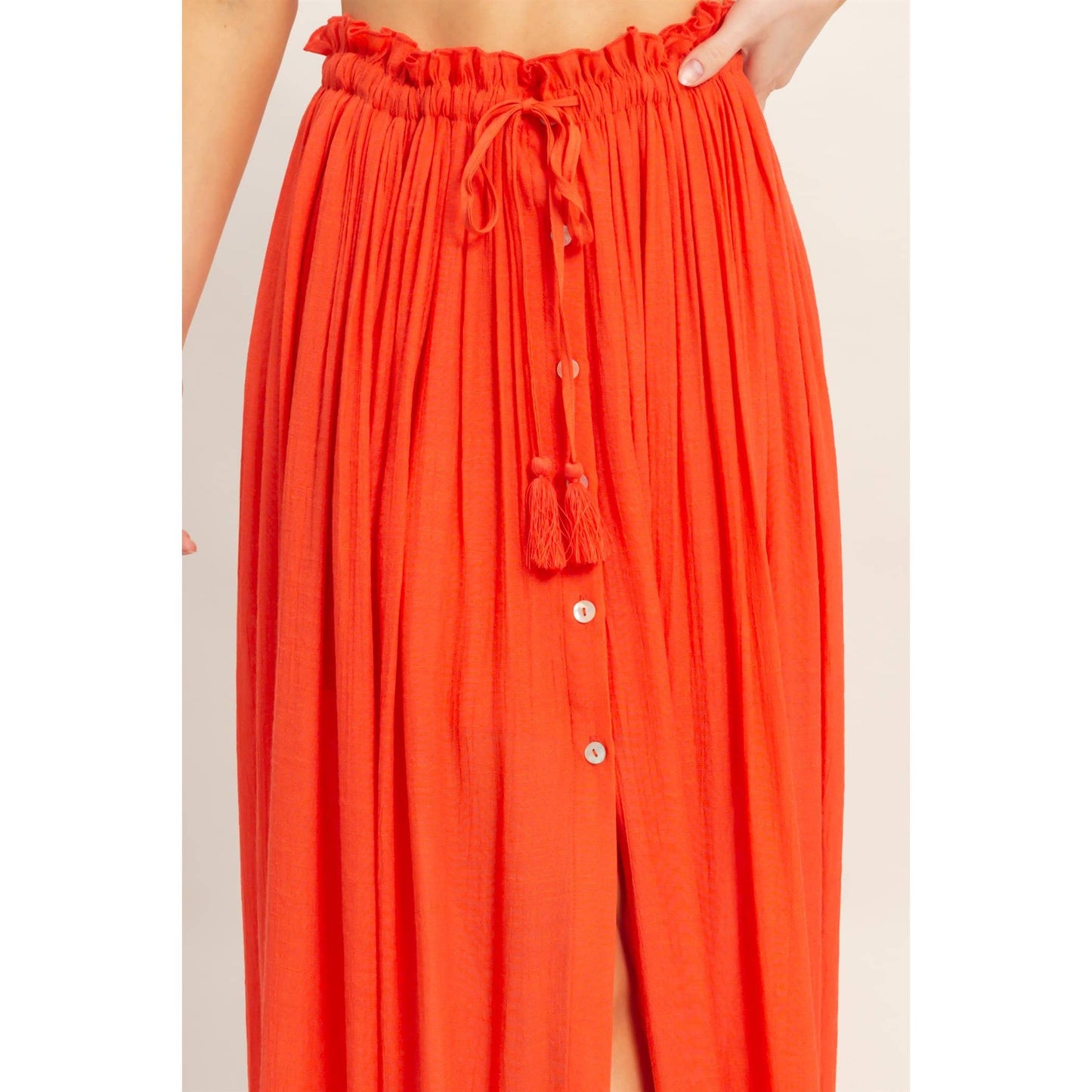 Smocked Top & Maxi Skirt Set: POWDER BLUE / S-M-L(2-2-2)
