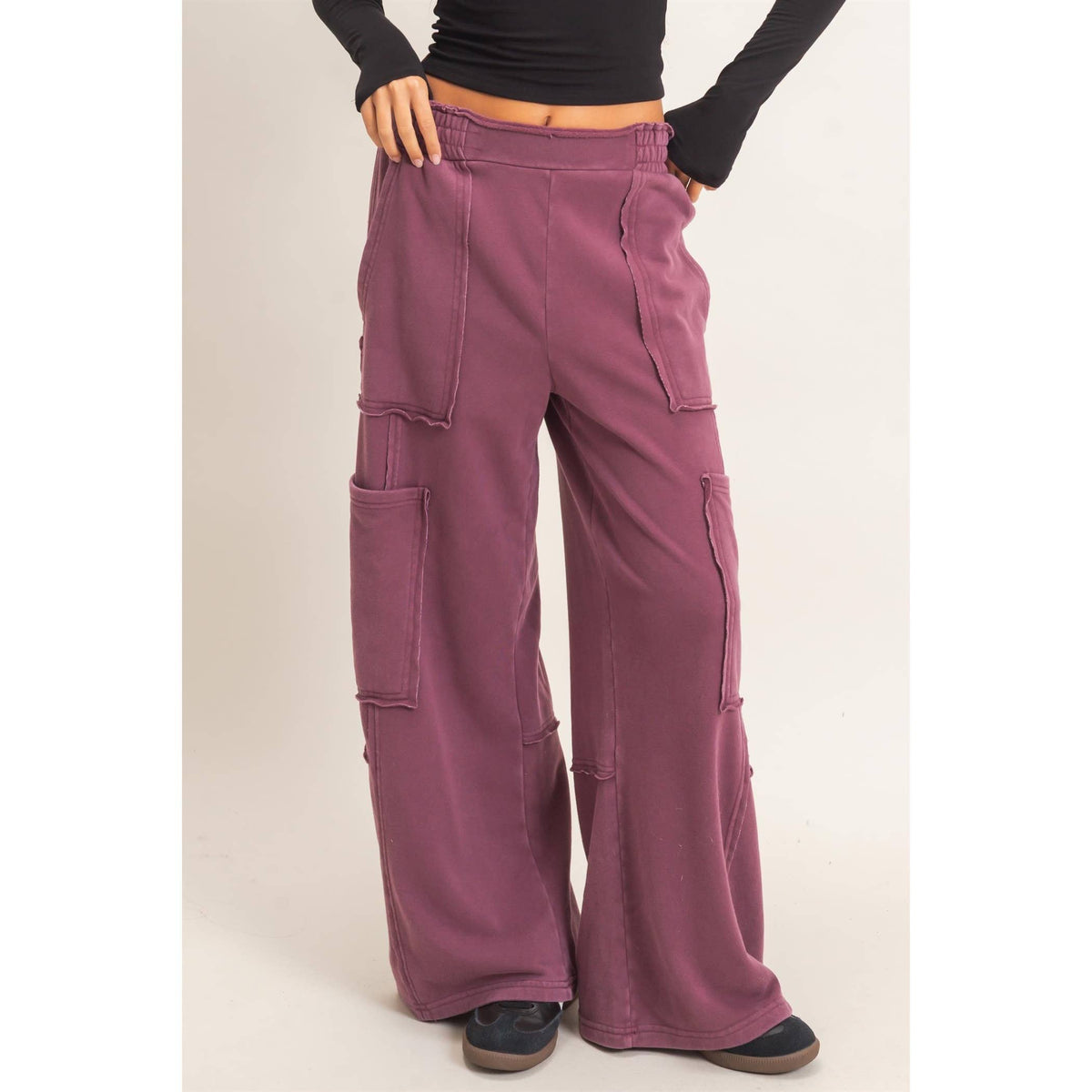 Mineral Wash Cargo Pocket Pants: NAVY / S-M-L(2-2-2)