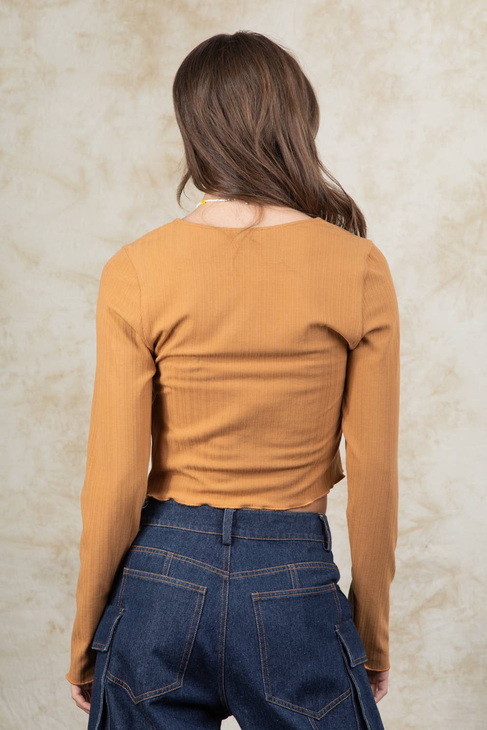 VT15148-3-Strap Tie V Neck Crop Top: AVOCADO / S-M-L/2-2-2