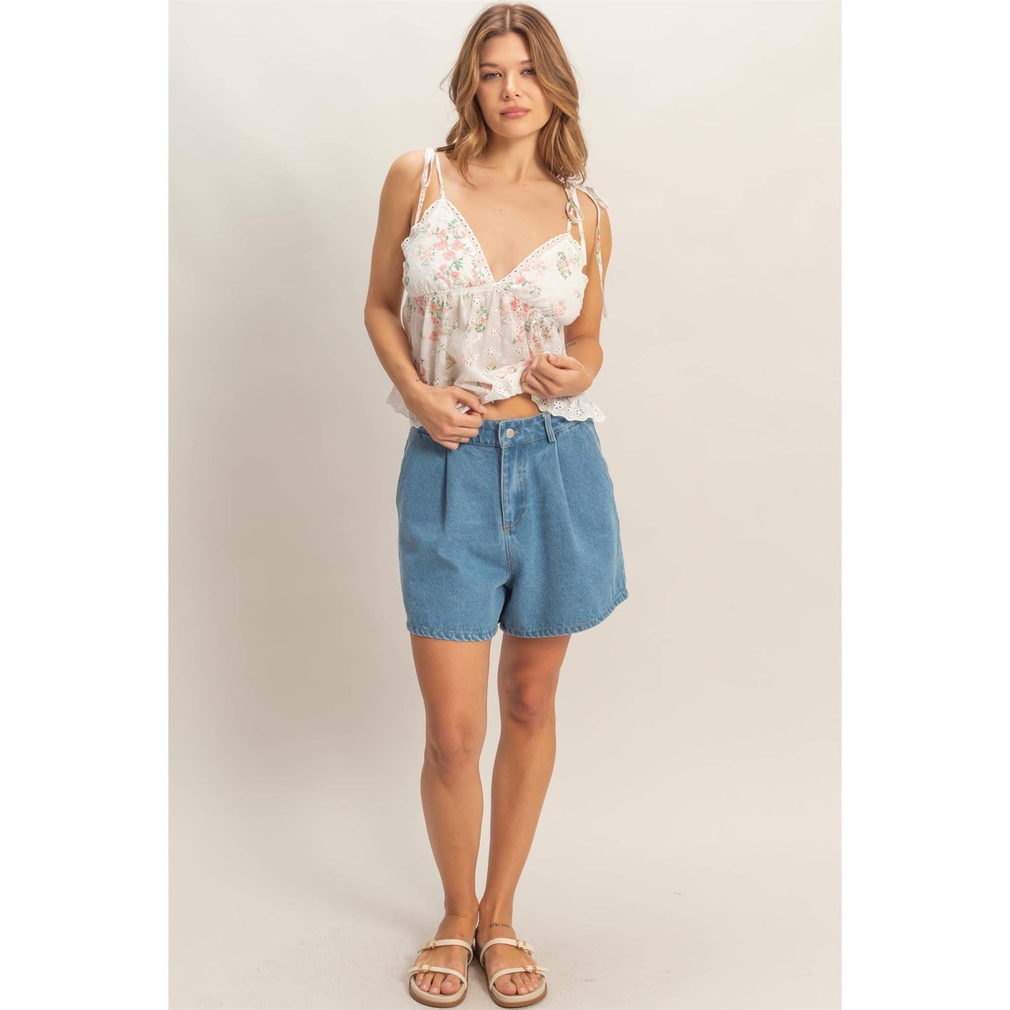Floral Lace Trim Camisole: YELLOW / S-M-L(2-2-2)