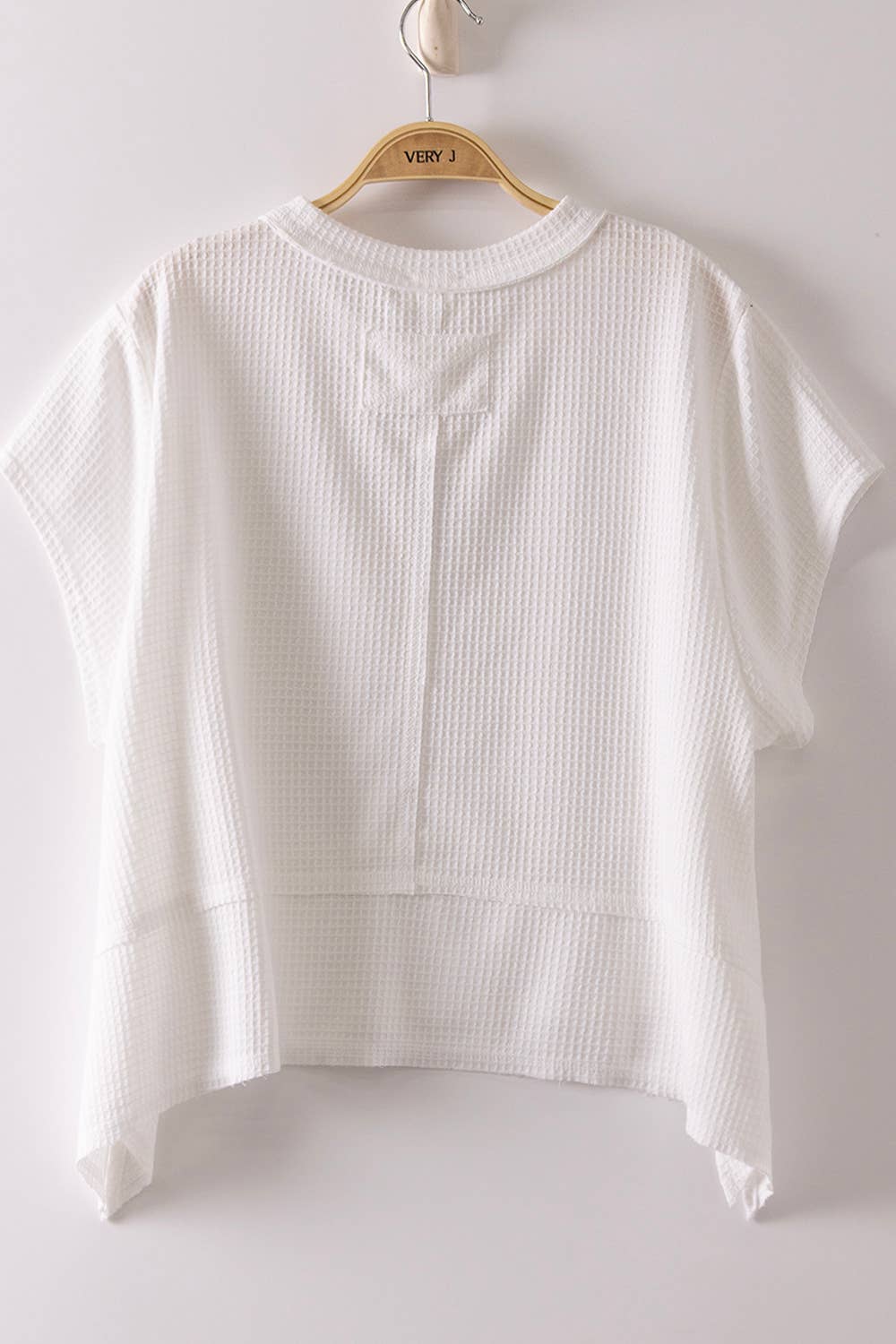 NT12641-Flared Hem Waffle Knit Casual Top: SEAFOAM / S-M-L/2-2-2