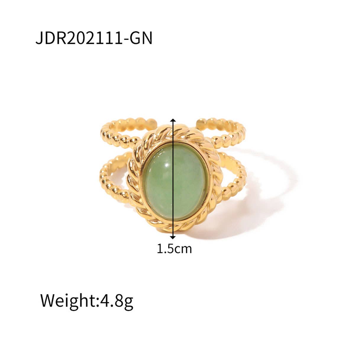 GOLD STAINLESS STEEL INLAID NATURAL STONE RINGS_CWAJE0611: TYPE1 / (OS) 3