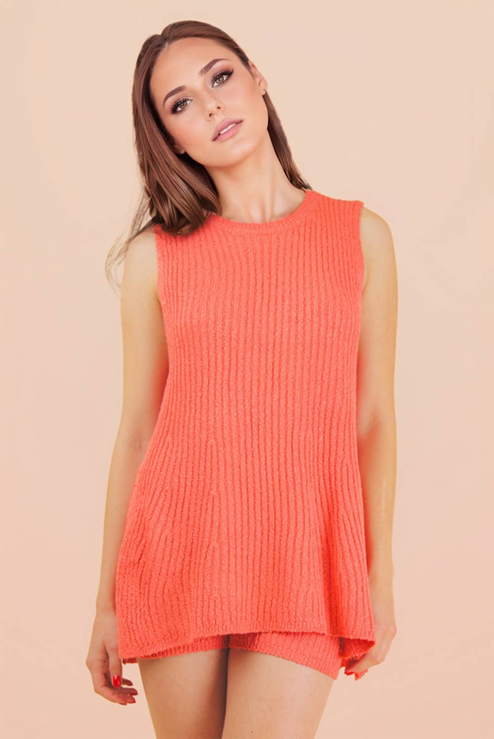 12W3359NSET-Knit Sweater Comfy Top & Shorts Set: BLACK / S-M-L/2-2-2