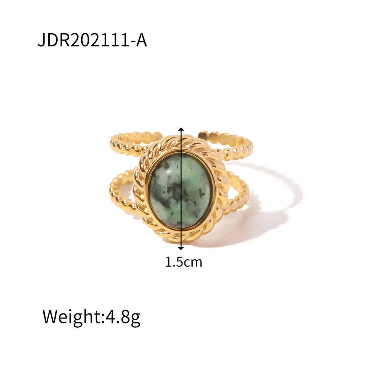 GOLD STAINLESS STEEL INLAID NATURAL STONE RINGS_CWAJE0611: TYPE1 / (OS) 3