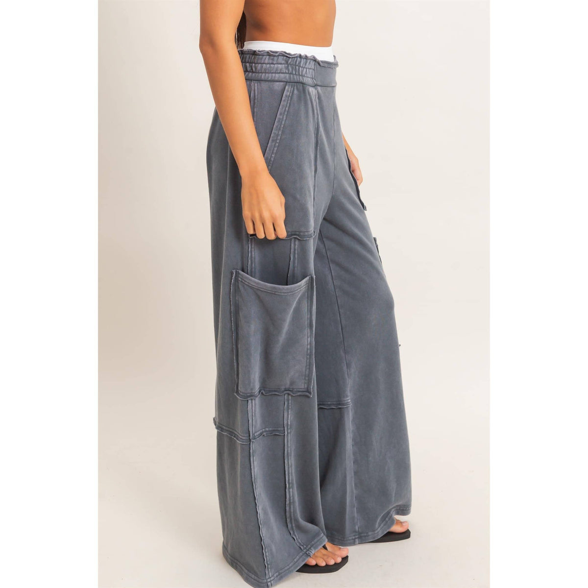 Mineral Wash Cargo Pocket Pants: NAVY / S-M-L(2-2-2)