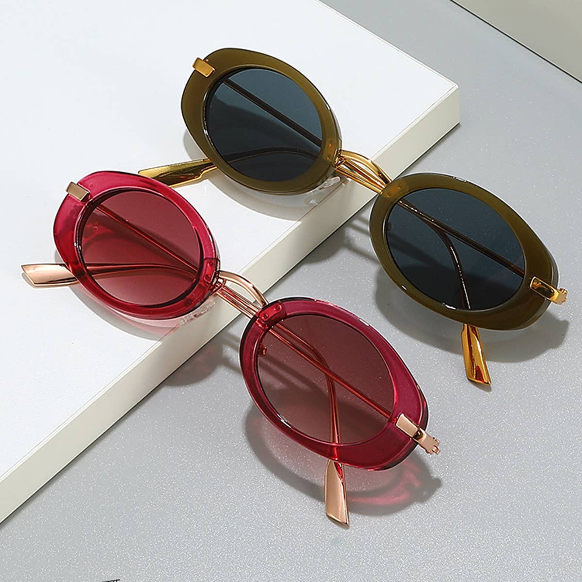 OVAL RETRO HIGH-END SUNGLASSES_CWASG0523: GREYBLACK / (OS) 2