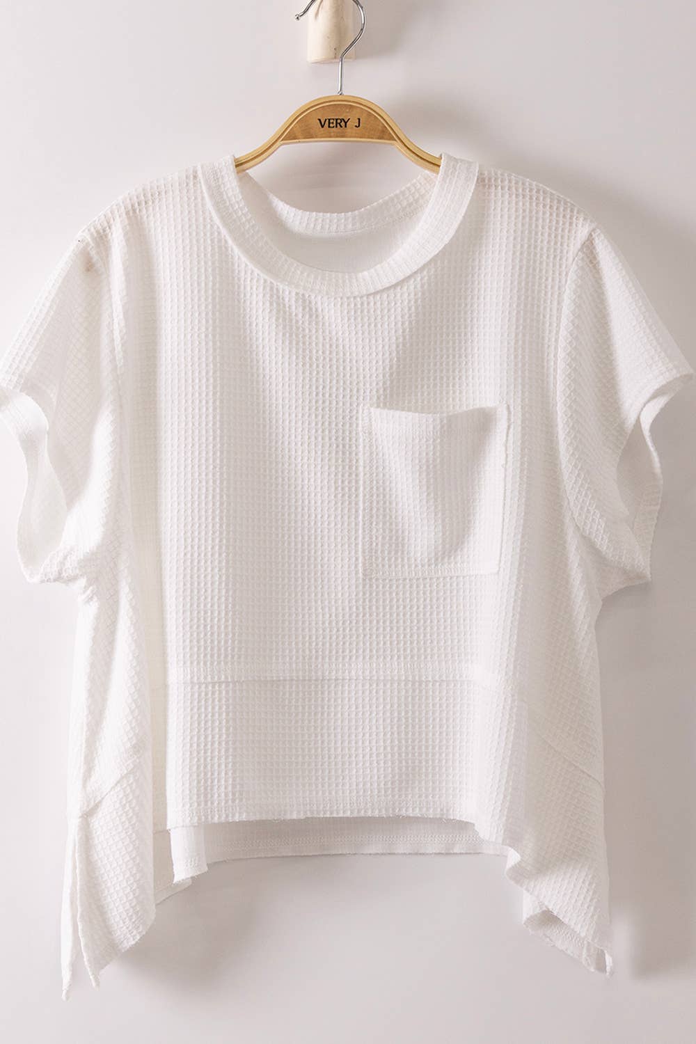 NT12641-Flared Hem Waffle Knit Casual Top: SEAFOAM / S-M-L/2-2-2