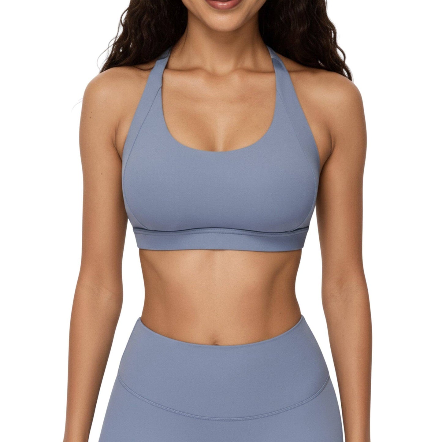 Scoop Neck Racerback Sports Bra with Smooth Stretch Fabric a: Blue / Large 12-14