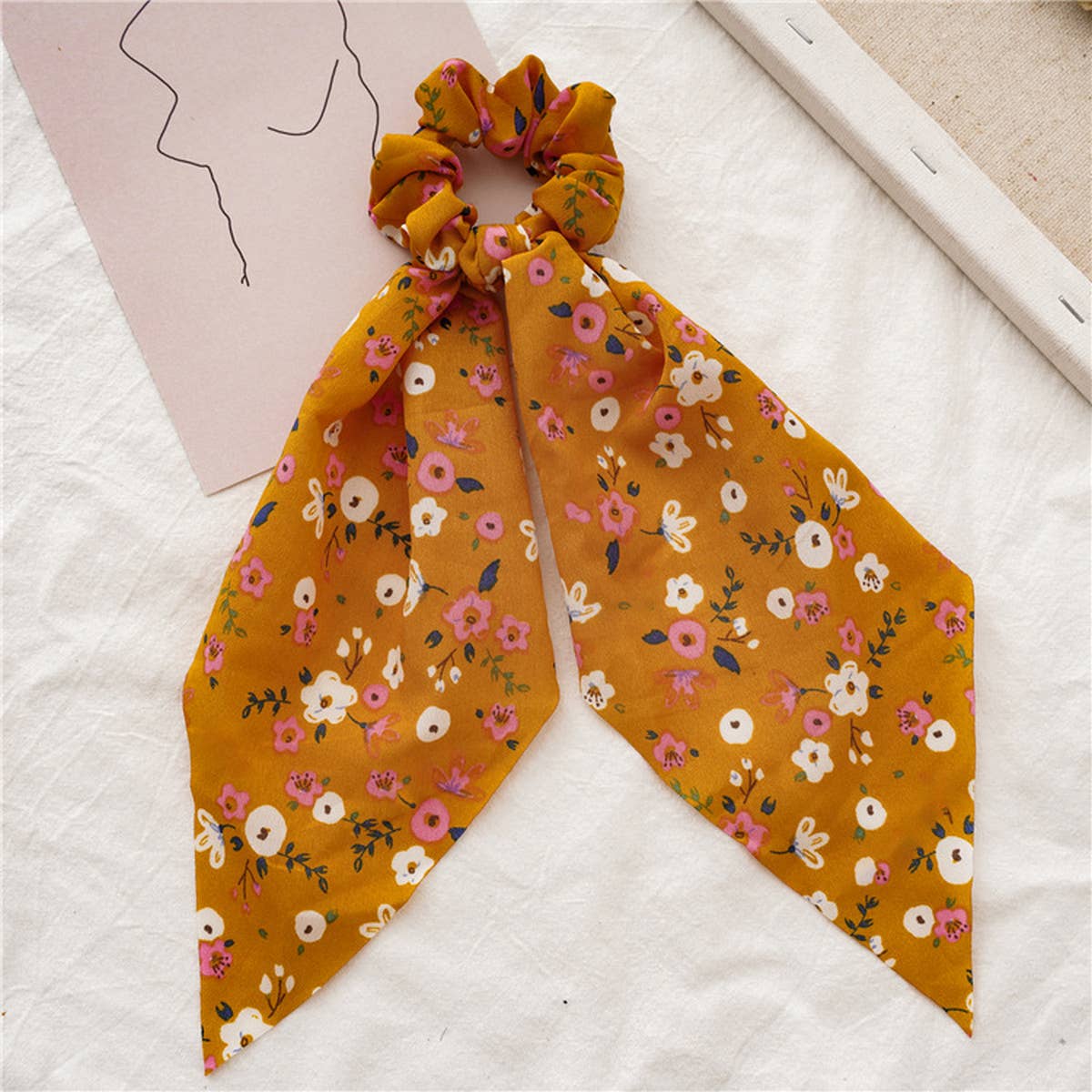 FRESH NEW FLORAL RIBBON HAIR ROPE_CWAHA0846: White / (OS) 3