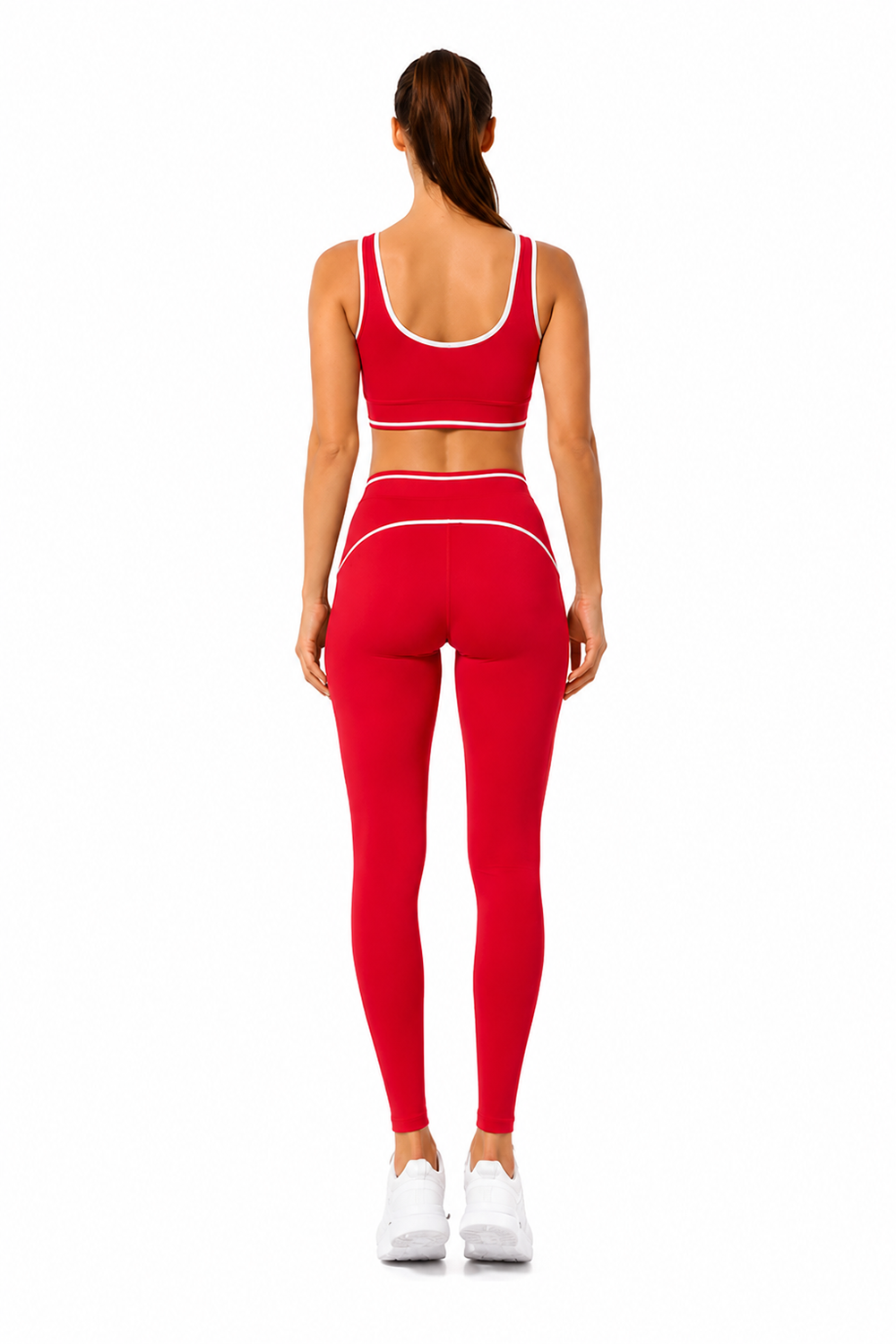 Activewear sports bra with legging and jacket 3 pieces set: Red