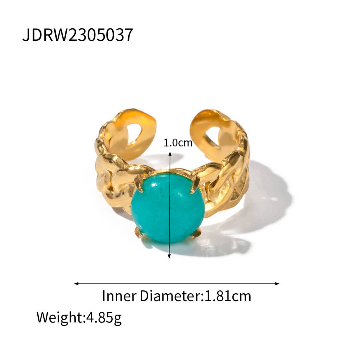 STAINLESS STEEL NATURAL STONE RINGS_TURQUOISE_CWAJE0615: TYPE2 / (OS) 3