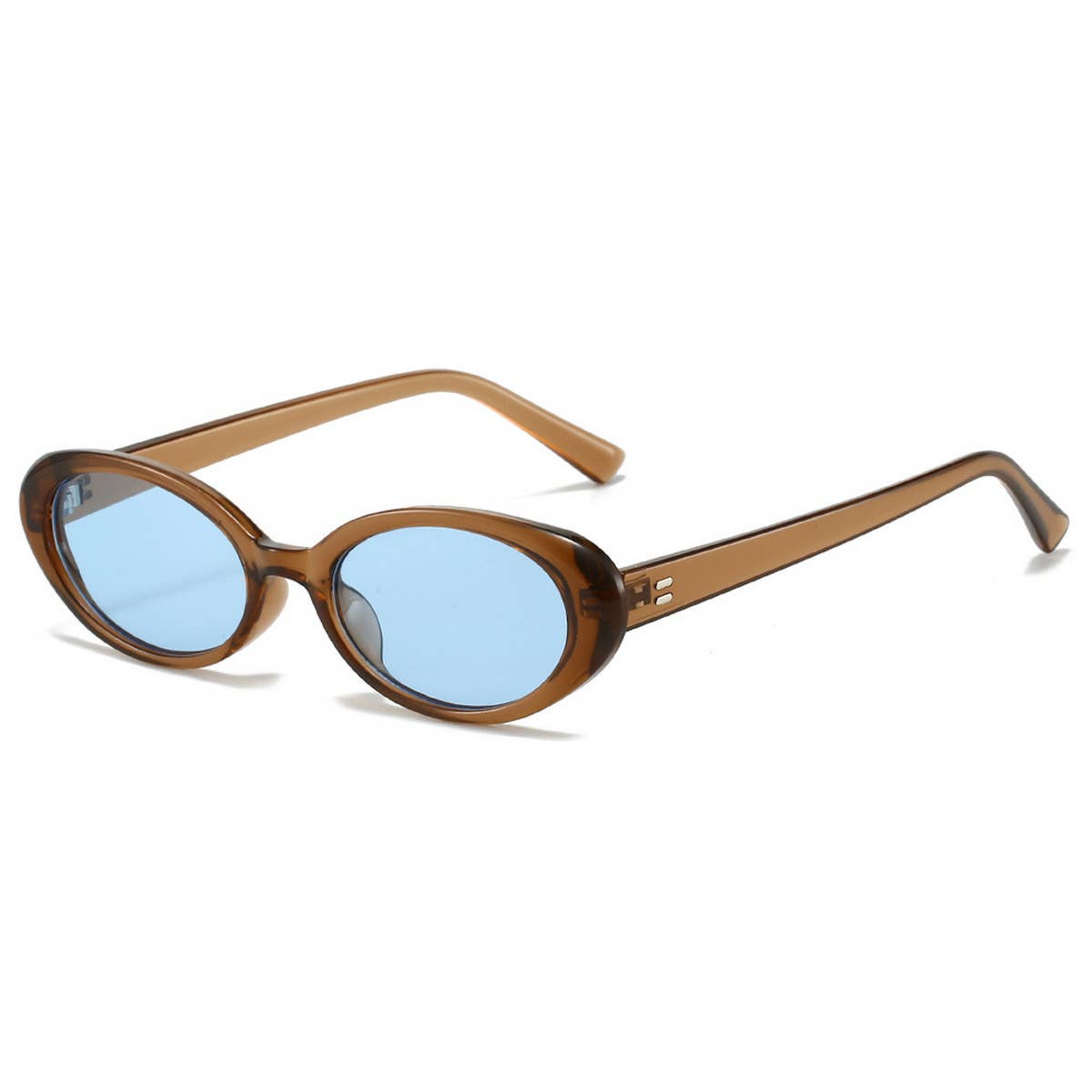 RETRO SMALL OVAL FRAME SUNGLASSES_CWASG0479: BROWN2 / (OS) 2