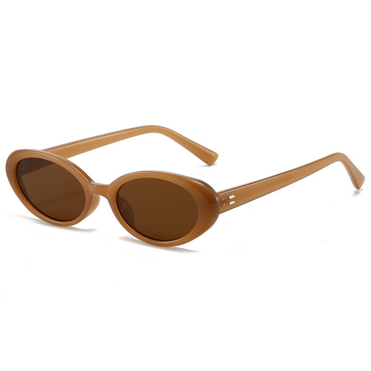 RETRO SMALL OVAL FRAME SUNGLASSES_CWASG0479: BROWN2 / (OS) 2
